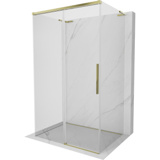 Mexen Rox-3S L trojstenný posuvný sprchovací kút 160 x 80 cm, priehľadný, zlatý - 8C2L-160-080-50-00-3S