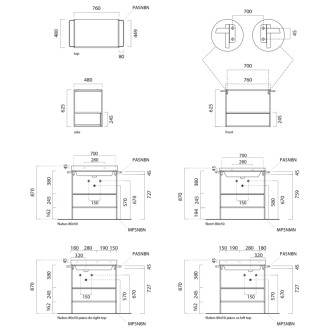 NUBES nábytková nožička, výška 162mm, pre konštrukciu MSAN80N/100N, čierna