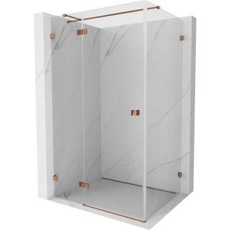Mexen Lunar T sprchovací kút s ľavým výklopným uchytením 75 x 120 cm, priehľadný, ružové zlato - 834T-075-120-60-00-L