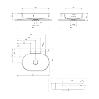 Omnires Ovo M+ umývadlo na dosku / závesné – ľavé, 64 × 44 cm, biela mat OVO645UWLBM