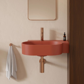 Omnires Ovo M+ umývadlo na dosku / závesné – pravé, 55 × 38 cm, terracotta mat OVO555UWPTE