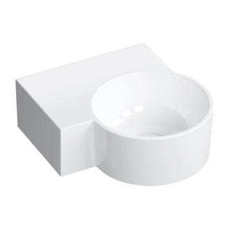 Omnires Ovo M+ umyvadlo na desku / závěsné – levé, 33 × 34 cm, bílá lesk OVO335UWLBP