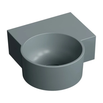 Omnires Ovo M+ umyvadlo na desku / závěsné – pravé, 33 × 34 cm, ash grey mat OVO335UWPAG