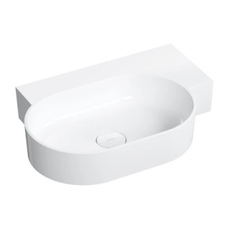 Omnires Ovo M+ umyvadlo na desku / závěsné – pravé, 64 × 44 cm, bílá lesk OVO645UWPBP