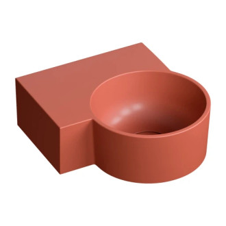 Omnires Ovo M+ umyvadlo na desku / závěsné – levé, 33 × 34 cm, terracotta mat OVO335UWLTE
