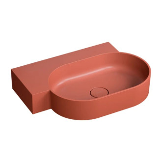 Omnires Ovo M+ umyvadlo na desku / závěsné – levé, 64 × 44 cm, terracotta mat OVO645UWLTE