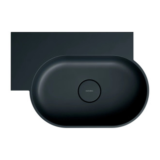 Omnires Ovo M+ umývadlo na dosku / závesné – ľavé, 55 × 38 cm, čierna lava mat OVO555UWLBLV