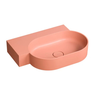 Omnires Ovo M+ umyvadlo na desku / závěsné – levé, 64 × 44 cm, coral mat OVO645UWLCO