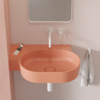 Omnires Ovo M+ umývadlo na dosku / závesné - ľavé, 64 × 44 cm, coral mat OVO645UWLCO