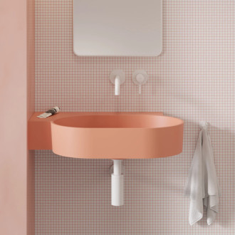 Omnires Ovo M+ umývadlo na dosku / závesné - ľavé, 64 × 44 cm, coral mat OVO645UWLCO