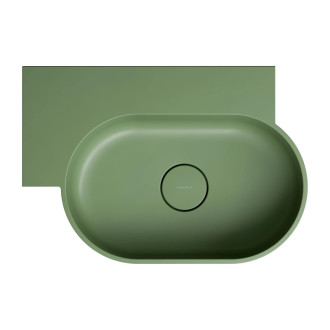 Omnires Ovo M+ umývadlo na dosku / závesné – ľavé, 55 × 38 cm, olive mat OVO555UWLOL
