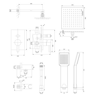 Omnires Darling podomietkový sprchový systém, čierna polomat SYSDA19ABL