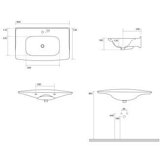THE NEW YORKER keramické umývadlo 80x53cm, biela