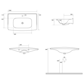 THE NEW YORKER keramické umývadlo 100x53cm, biela