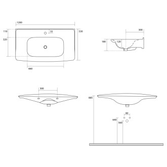 THE NEW YORKER keramické umývadlo 120x53cm, biela