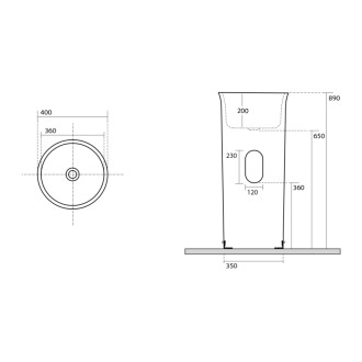 THE NEW YORKER keramické umývadlo voľne stojace k stene, 40x89x40cm, biela