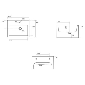 KANAAL keramické umývadlo 60x46, 5cm, biela