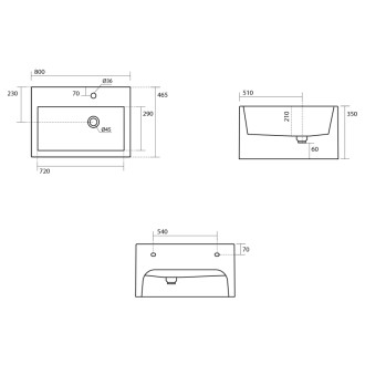 KANAAL keramické umývadlo 80x46, 5cm, biela