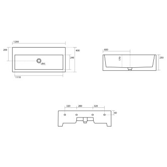 KANAAL keramické umývadlo 120x40cm, verde mat