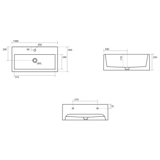 KANAAL keramické umývadlo 100x40cm, biela