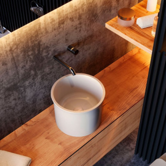 THE NEW YORKER keramické umývadlo na dosku vysoké, priemer 40cm, biela mat