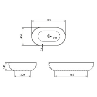 CALEO keramické umývadlo na dosku, 60x42cm, portoro mramor