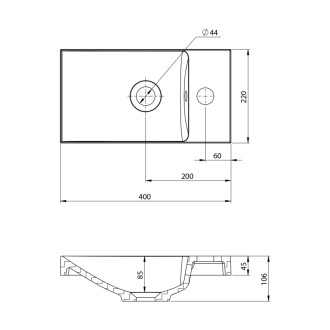 AGOS betónové umývadlo 40x22cm, ľavé/pravé, zelená pololesk