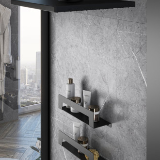 CLEO polička s držiakom uterákov 300mm, čierna mat