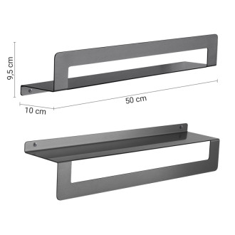 CLEO polička s držiakom uterákov 500mm, gun metal