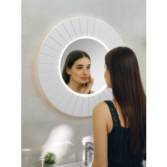 LUMIRO STRIP okrúhle zrkadlo s LED osvetlením v ráme ø 75cm, biela mat