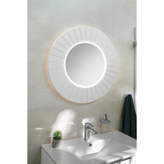 LUMIRO STRIP okrúhle zrkadlo s LED osvetlením v ráme ø 90cm, biela mat
