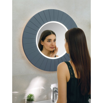 LUMIRO STRIP okrúhle zrkadlo s LED osvetlením v ráme ø 90cm, siena