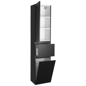 ALTAIR vysoká skrinka s košom 40x184x31cm, čierna mat, ľavá