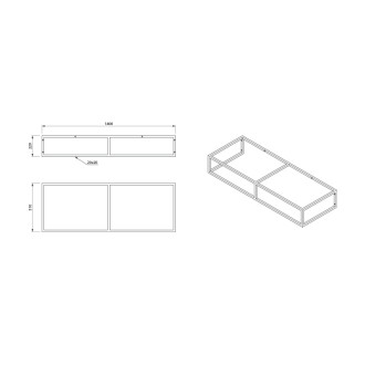 SKA konzola pod umývadlo/dosku 140x22x51cm, čierna mat
