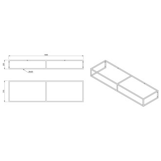SKA konzola pod umývadlo/dosku 180x22x51cm, čierna mat