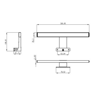 SERAPA LED svietidlo 5W, 230V, 300x40x100mm, IP44, plast, čierna mat