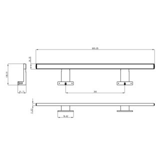 SERAPA LED svietidlo, 9W, 230V, 600x40x100mm, IP44, hliník, čierna mat