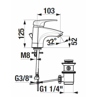 Umyvadlová baterie Jika Deep s výpustí chrom H3111U10041111
