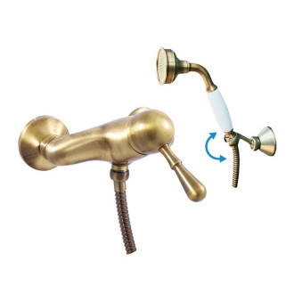 Sprchová batéria RAV SLEZÁK Labe so sprchovým setom 150 mm stará mosadz L081.5/2SM