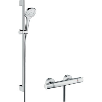 Sprchový systém Hansgrohe Raindance Select E na stenu s termostatickou batériou biela/chróm 27082400