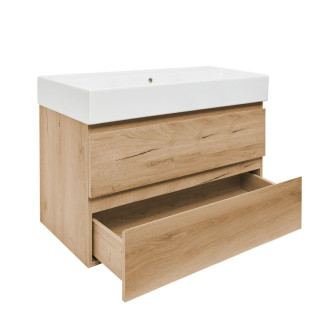 Koupelnová skříňka 2 zásuvková s umyvadlem SAT B-Way 99x50x45 cm dub mat BWAY2100OAKU2BI