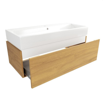 Koupelnová skříňka s umyvadlem SAT Feel 100x30x46 cm medový dub mat SATFEEL100DMU2