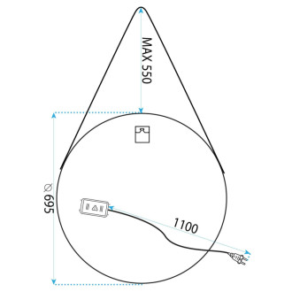 REA Kulaté LED zrcadlo zavěšené na pásku 70 cm 104 HOM-02697 HOM-02697
