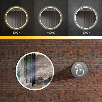 REA Kulaté LED zrcadlo zavěšené na pásku 70 cm 104 HOM-02697 HOM-02697