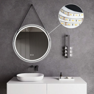 REA Kulaté LED zrcadlo zavěšené na pásku 70 cm 104 HOM-02697 HOM-02697