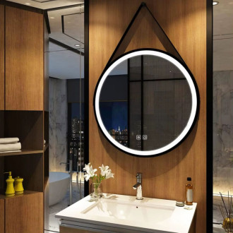 REA Kulaté LED zrcadlo zavěšené na pásku 70 cm 104 HOM-02697 HOM-02697