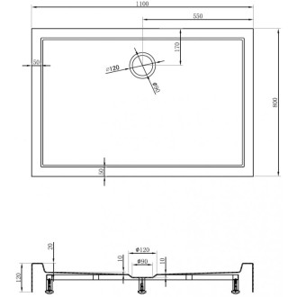 Mexen Flow+ obdélníková sprchová vanička 110 x 80 cm, bílý lesk - 46R108011H