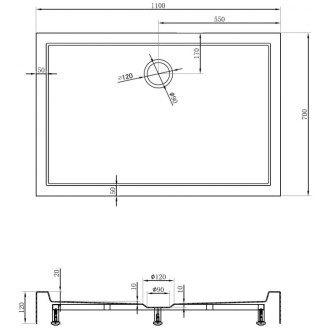 Mexen Flow+ obdélníková sprchová vanička 110 x 70 cm, matná černá - 46R707011H