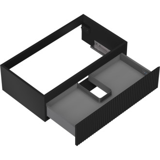 Mexen Rivel koupelnová skříňka pod umyvadlo 80 cm, 1 zásuvka, drážkovaná, matná černá - 91A20-08023-1-BF71