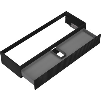 Mexen Rivel koupelnová skříňka pod umyvadlo 140 cm, 1 zásuvka, drážkovaná, matná černá - 91A20-14023-1-BF71